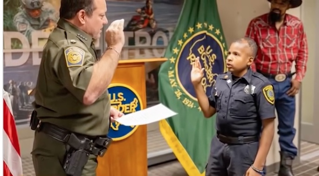 13-Year-Old Cancer Fighter Sworn In as ICE Agent (Photo: The National Desk/YouTube)