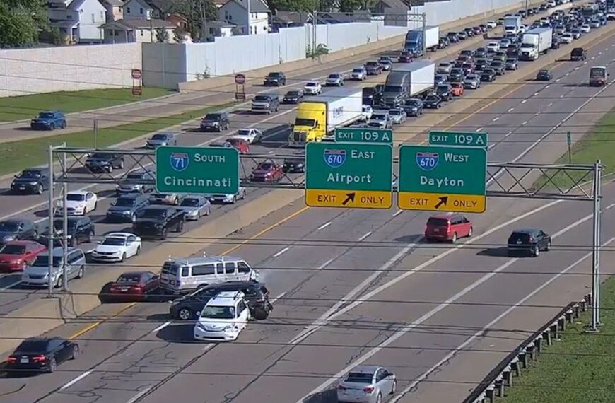 Driver Causes Traffic Pile-Up by Stopping on Busy Ohio Freeway