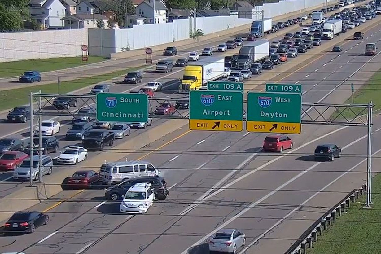 Driver Causes Traffic Pile-Up by Stopping on Busy Ohio Freeway