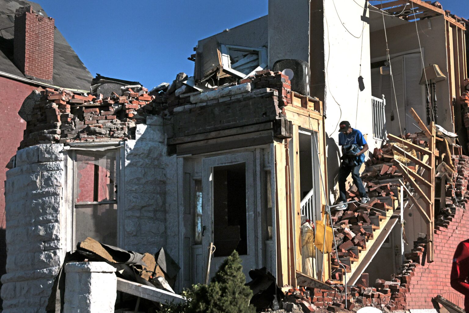 Kentucky Tornado Disaster Deepens With 136 MPH Winds Ahead (Photo: "My house is just gone and it was beautiful," said Curtis McGrath, who retrieves some personal papers, photos and clothes from his home of 18 years in the Academy neighborhood of St. Louis, Mo., on Saturday, May 17, 2025, after the National Weather Service confirmed a tornado struck the city on Friday. (Laurie Skrivan/St. Louis Post-Dispatch via AP)