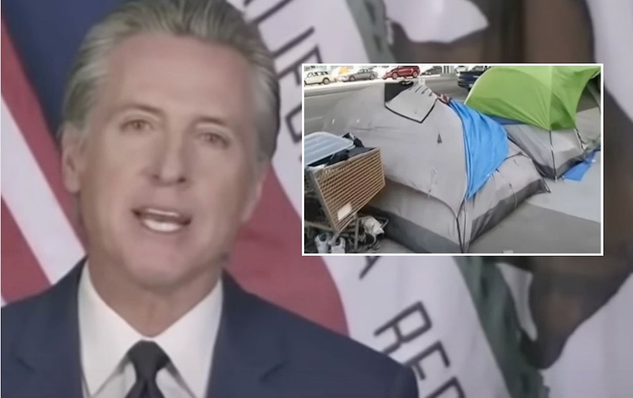 Newsom Calls On California Cities To Ban Homeless Camps (Photo: ABC7 News Bay Area/YouTube)