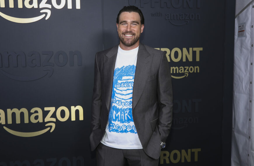 (Photo: Travis Kelce attends the Amazon Upfront at the Beacon Theatre on Monday, May 12, 2025, in New York. (Photo by Andy Kropa/Invision/AP)