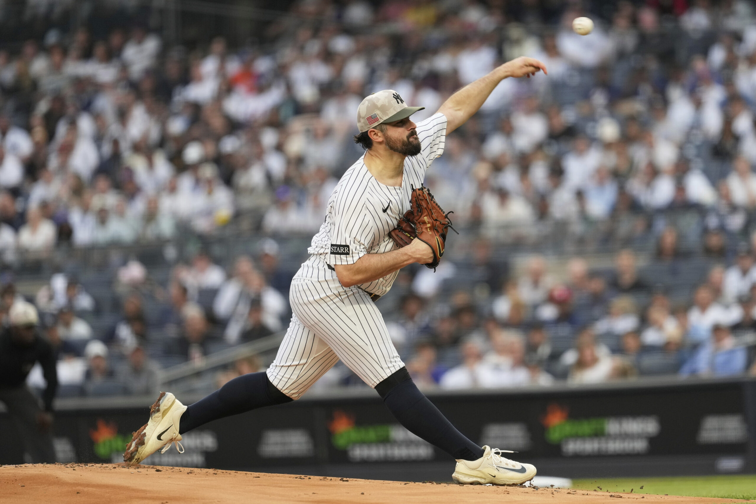 Yankees Defeat Mets in Front of 48K Fans in Intense Rivalry Game (Photo: New York Yankees pitcher Carlos Rodón throws during the first inning of a baseball game against the New York Mets Friday, May 16, 2025, in New York. (AP Photo/Seth Wenig)