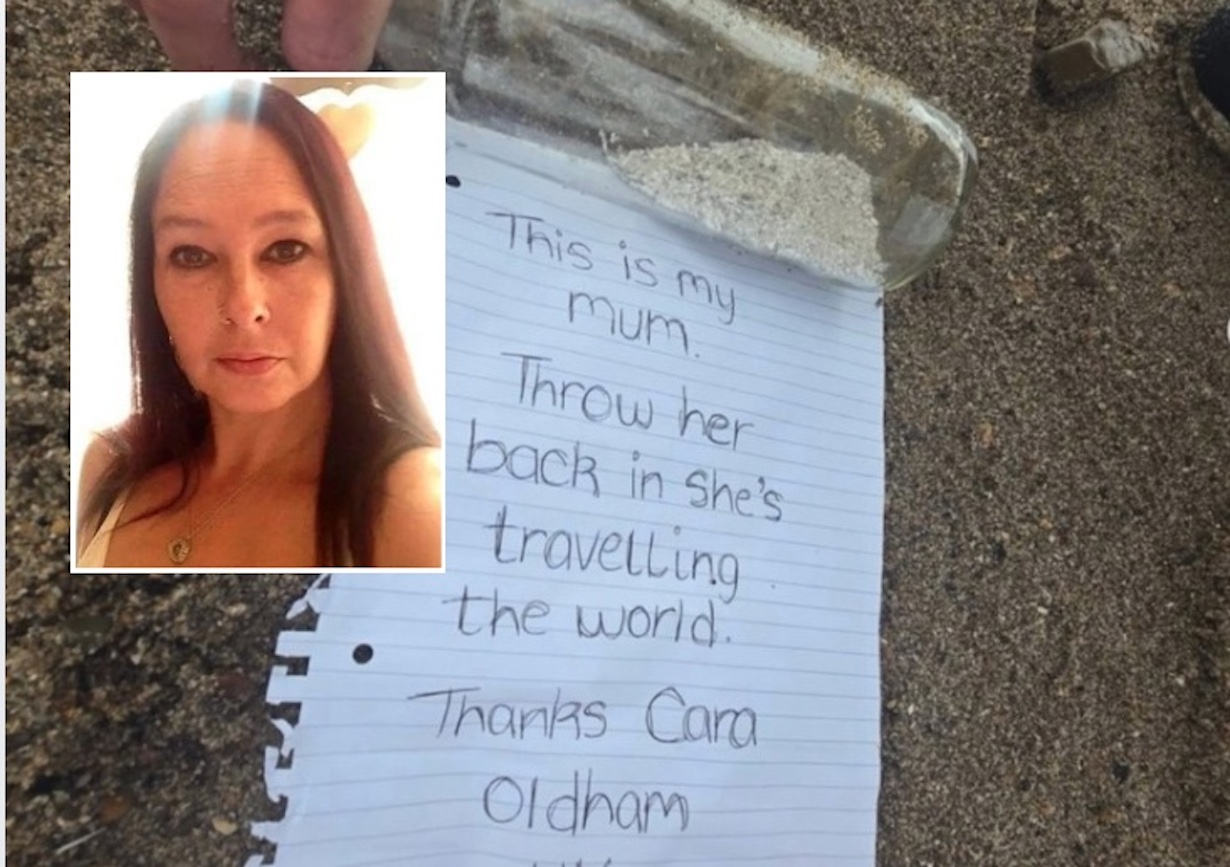 Beachgoer Finds Ashes in Bottle with Daughter’s Loving Note (Photo: Cara Melia)