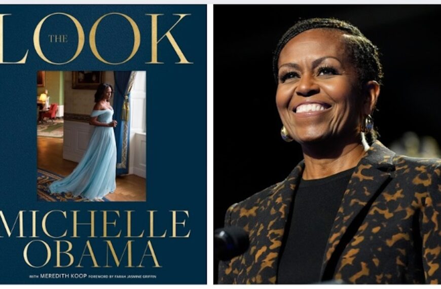 Michelle Obama’s New Book Reveals White House Style Scrutiny (Photo: Former first lady Michelle Obama speaks at a campaign rally for democratic presidential nominee Vice President Kamala Harris in Kalamazoo, Mich., on Oct. 26, 2024. (AP Photo/Jacquelyn Martin, File; This cover image released by Crown Publishing shows "Look" by Michelle Obama. (Crown Publishing via AP)