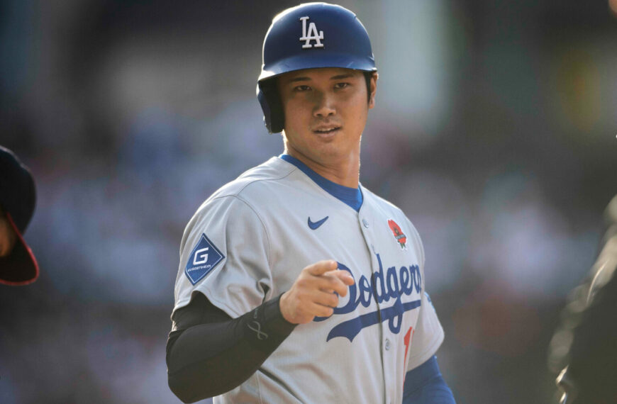 Ohtani Hits Leadoff Homer in Back-to-Back Games Again (Photo: Los Angeles Dodgers' Shohei Ohtani points after a walk during the fifth inning of a baseball game against the Cleveland Guardians, Monday, May 26, 2025, in Cleveland. (AP Photo/David Dermer)